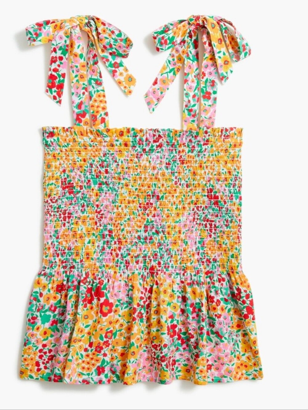 🍍3 For 50🍍J Crew Floral Smocked Tie Shoulder Tank Top  Size‎ Medium